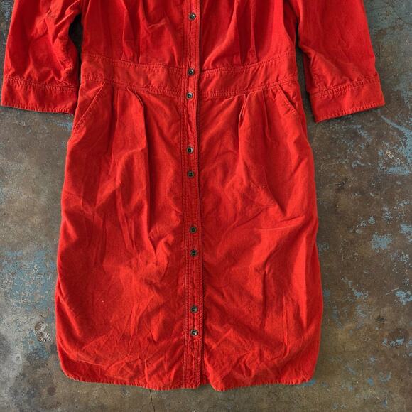 Anthropologie Maeve Anaheim Corduroy Shirtdress Size 10 Rust Orange Button Front - Picture 4 of 8